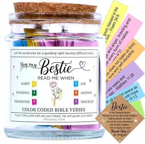 Bible Verse Jar - 92 Inspirational Scriptures for Friends | Faith-Based Encouragement Gift for Women