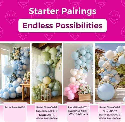 Bezente Pastel Blue Latex Party Balloons - 150 Pack of 5-Inch Round Helium Balloons for Celebrations