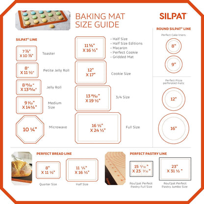 Silpat Premium Non-Stick Silicone Baking Mat - Half Sheet Size 11-5/8" x 16-1/2" | Orange