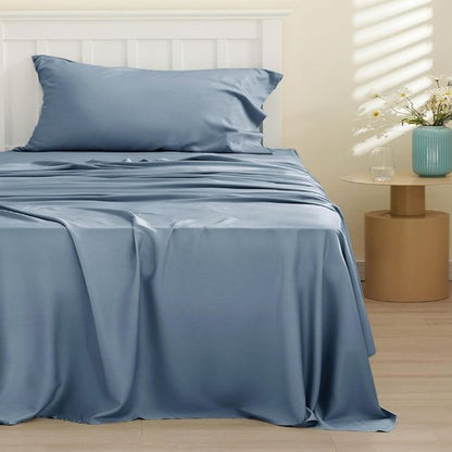 Bedsure Cooling Twin Sheets - Breathable Rayon from Bamboo | Soft, Deep Pocket Up to 16 Inches, Dusty Blue