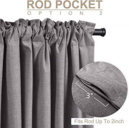 Regine Switzerland Blackout Curtains - 100% Blackout Shield, Thermal Insulated, 50" W x 90" L, Dark Gray - 2 Panels Set