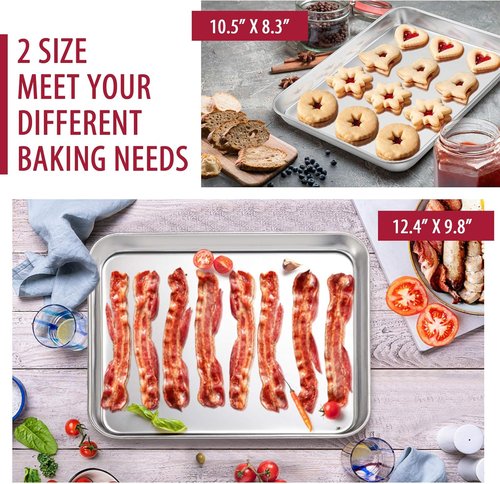 E-far 12-Piece Stainless Steel Bakeware Set - Non-Toxic, Dishwasher Safe Pans for Baking & Cooking