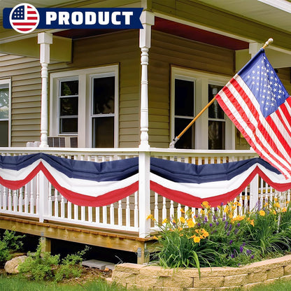Skiennix 20Ft Patriotic US Flag Bunting - Red, White & Blue Stripe Banner for 4th of July & Memorial Day Celebrations