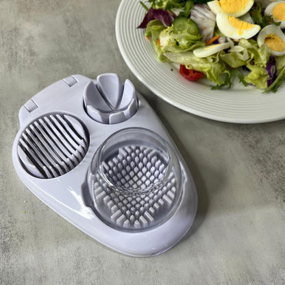 Skiennix 3-in-1 Boiled Egg Slicer - Versatile Kitchen Tool for Eggs, Tomatoes, Strawberries & Bananas | White