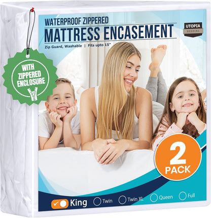 Utopia Bedding King Size Mattress Protector - 100% Waterproof & Bed Bug Proof Encasement (Pack of 2)