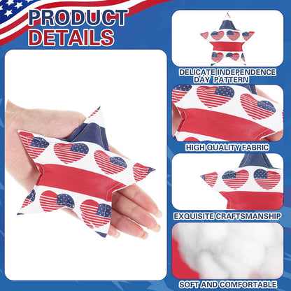 Oudain 15 Pcs Large 5-Inch Patriotic Star Tree Ornaments - Red, White & Blue Fabric Decor for 4th of July