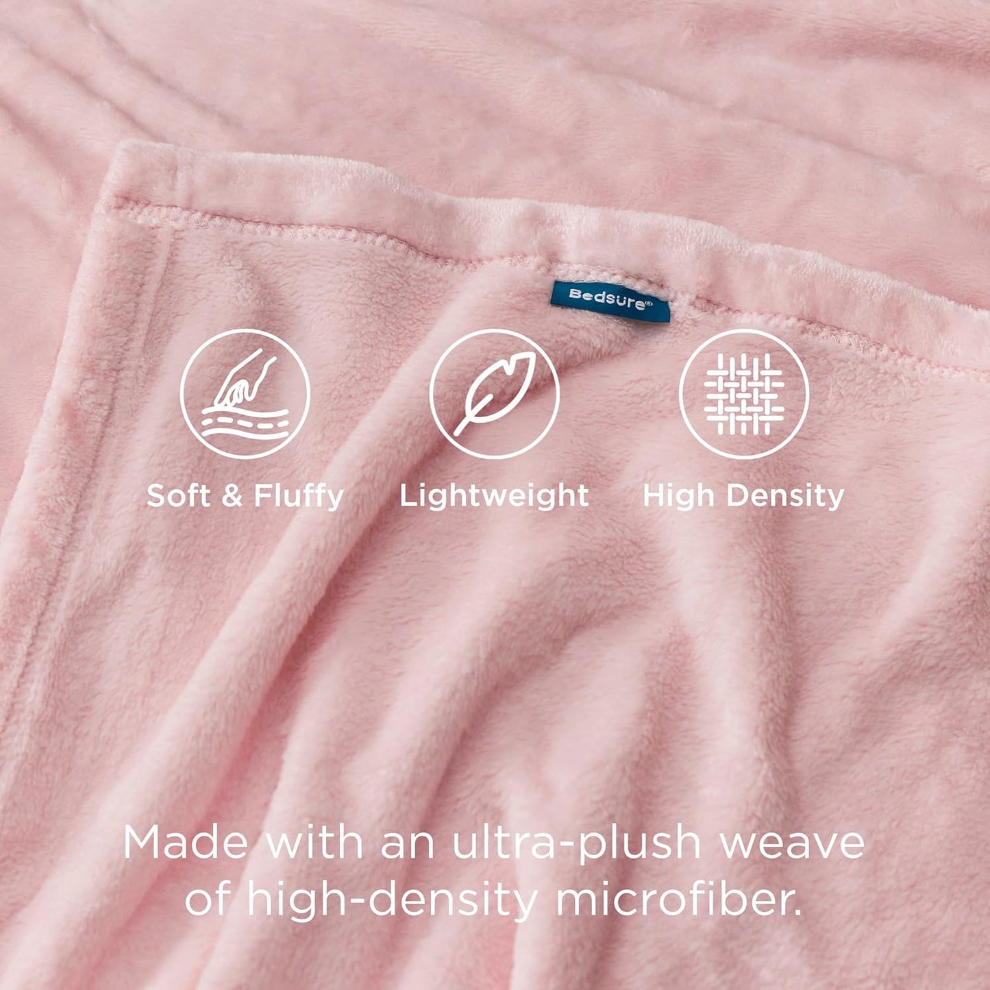 Bedsure GentleSoft Pink Fleece Throw Blanket - Cozy 300GSM Soft Blanket for Couch, 50x60 Inches