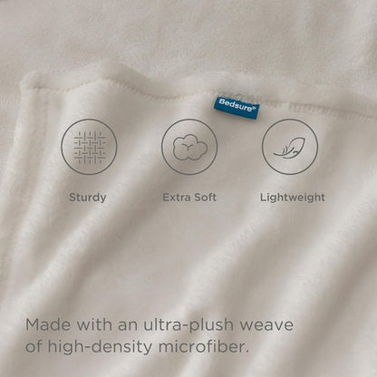 Bedsure GentleSoft Fleece Blanket - Cozy Small Throw for Kids | 43x55 Inches, Linen