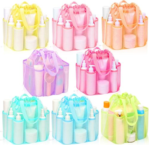Kinlop Mesh Shower Caddy - Portable 8 Pocket Hanging Tote for College Dorms & Travel | Macarons Color