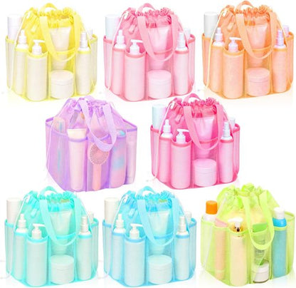 Kinlop Mesh Shower Caddy - Portable 8 Pocket Hanging Tote for College Dorms & Travel | Macarons Color