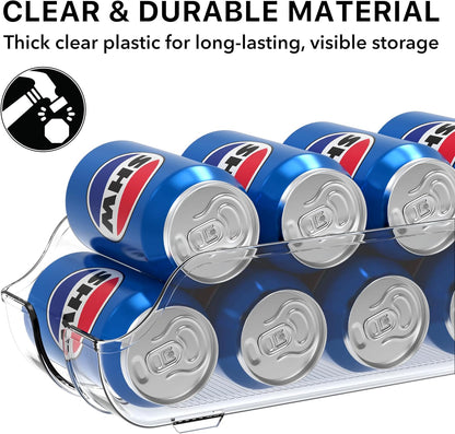 Simple Houseware Soda Can Organizer - Clear Dispenser for Refrigerator & Pantry | Set of 2