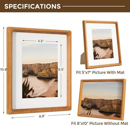 Dreamland 8x10 Picture Frames - USA-Sourced Teak Wood with HD Tempered Glass | 2-Pack, Handcrafted for Tabletop or Wall Display