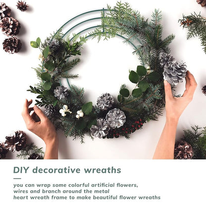 8 Inch Dark Green Metal Wreath Frame - DIY Craft Ring, Round Wire