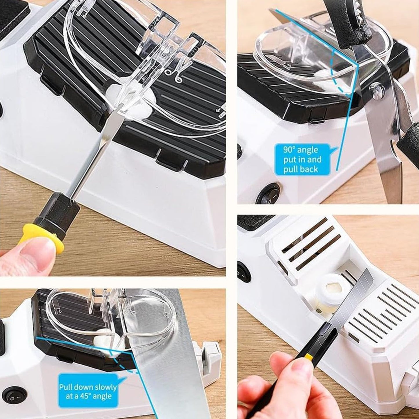 Surudoisharp Pro Electric Knife Sharpener, Prosharpen Electric Knife Sharpener, Etercitenal Knife Sharpen, Hailoyear Electric Knife Sharpening, Ndfinitee Sharpener with Protective Cover (2Pcs)