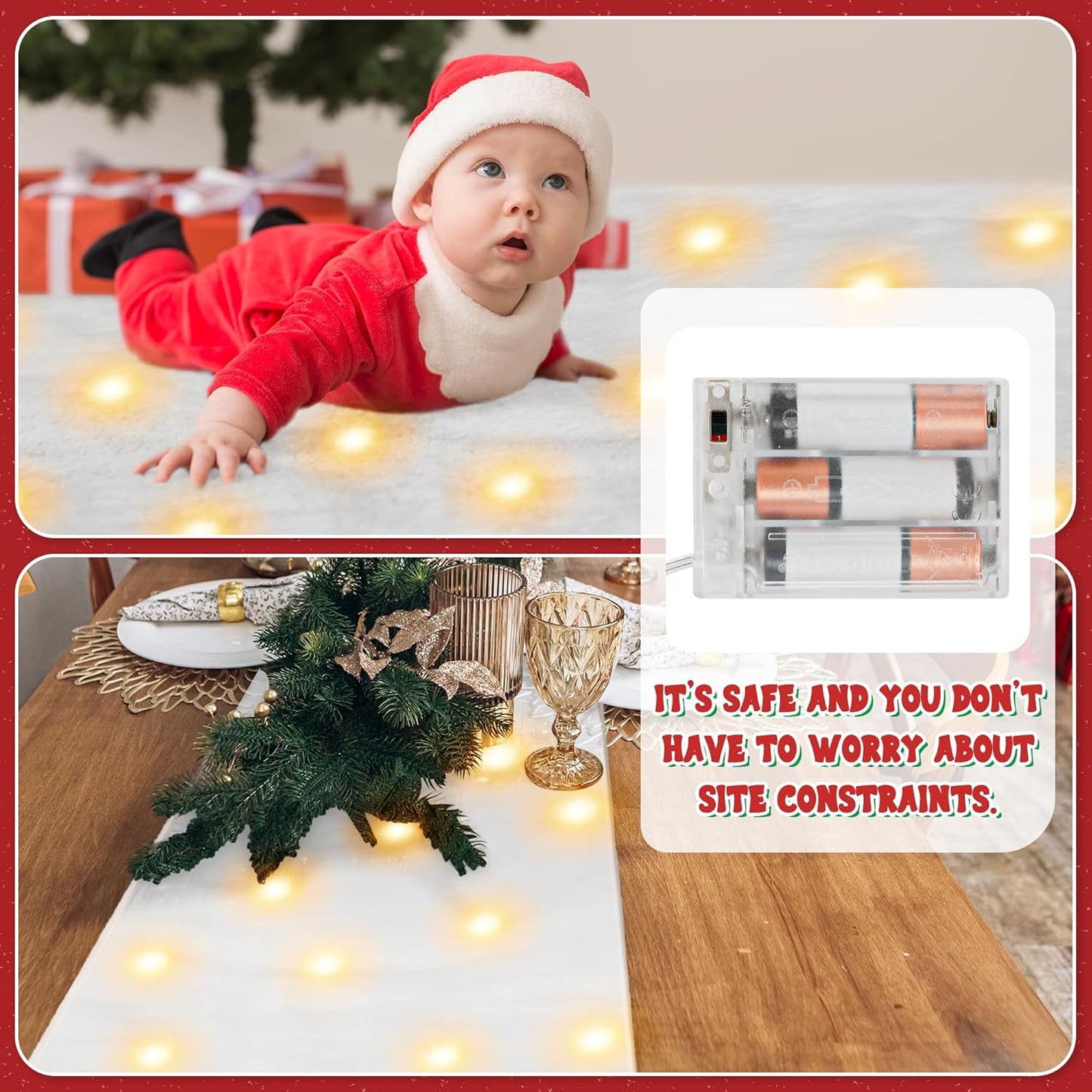 QZYL Christmas Snow Blanket Roll with Lights - 1.5 x 6FT White for Festive Decorations