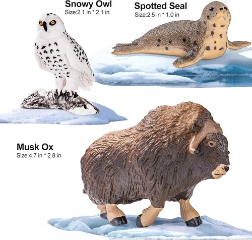 Arctic Polar Animal Figurines Set by [Brand Name] - 12 Realistic Plastic Toys | Includes Polar Bear, Orca & More