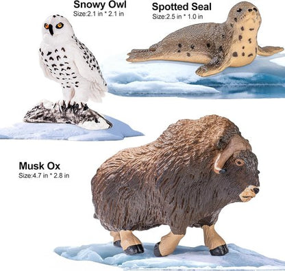 Arctic Polar Animal Figurines Set by [Brand Name] - 12 Realistic Plastic Toys | Includes Polar Bear, Orca & More