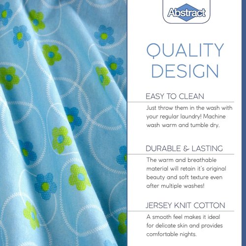 Abstract Cotton Crib Sheets - Ultra Soft Fitted Sheet for Standard Crib Mattress - 28"x52" Blue Floral