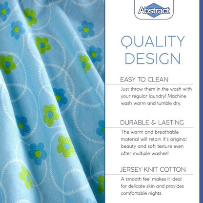 Abstract Cotton Crib Sheets - Ultra Soft Fitted Sheet for Standard Crib Mattress - 28"x52" Blue Floral