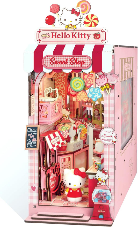 Sanrio Hello Kitty Sweet Shop Book Nook Kit - DIY Miniature Shelf Insert with Touch LED - 149-Piece 3D Puzzle for Adults & Teens