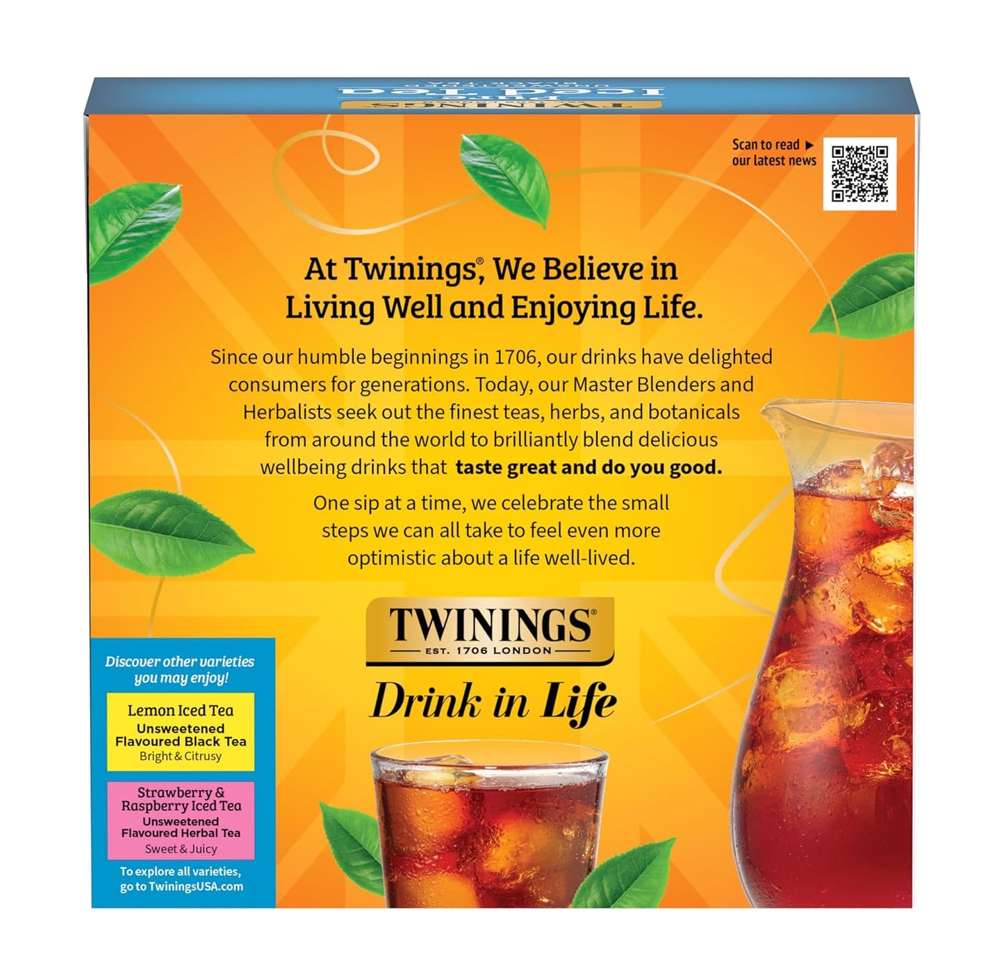 Twinings Black Iced Tea - 72 Oversized Tea Bags | Makes 18 Pitchers, Unsweetened & Caffeinated