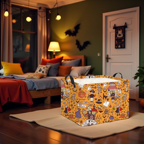 HIYAGON Rectangular Halloween Basket for Boys and Girls Kids Trick or Treat Pumpkin Basket for Halloween Parties Cute Storage Bin Organizer Box Room Decor(Pirate Halloween)