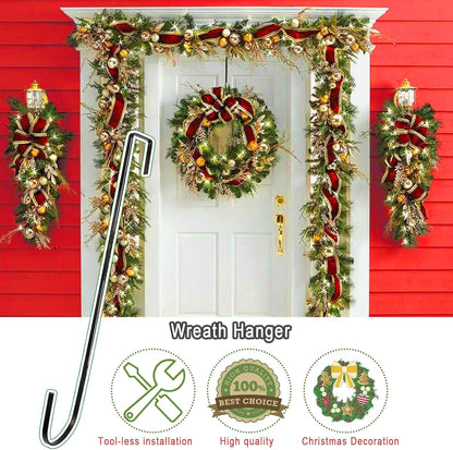 12" Wreath Hangers by [Brand Name] - Non-Scratch Over The Door Hooks for Holiday Decor | 2 Pack