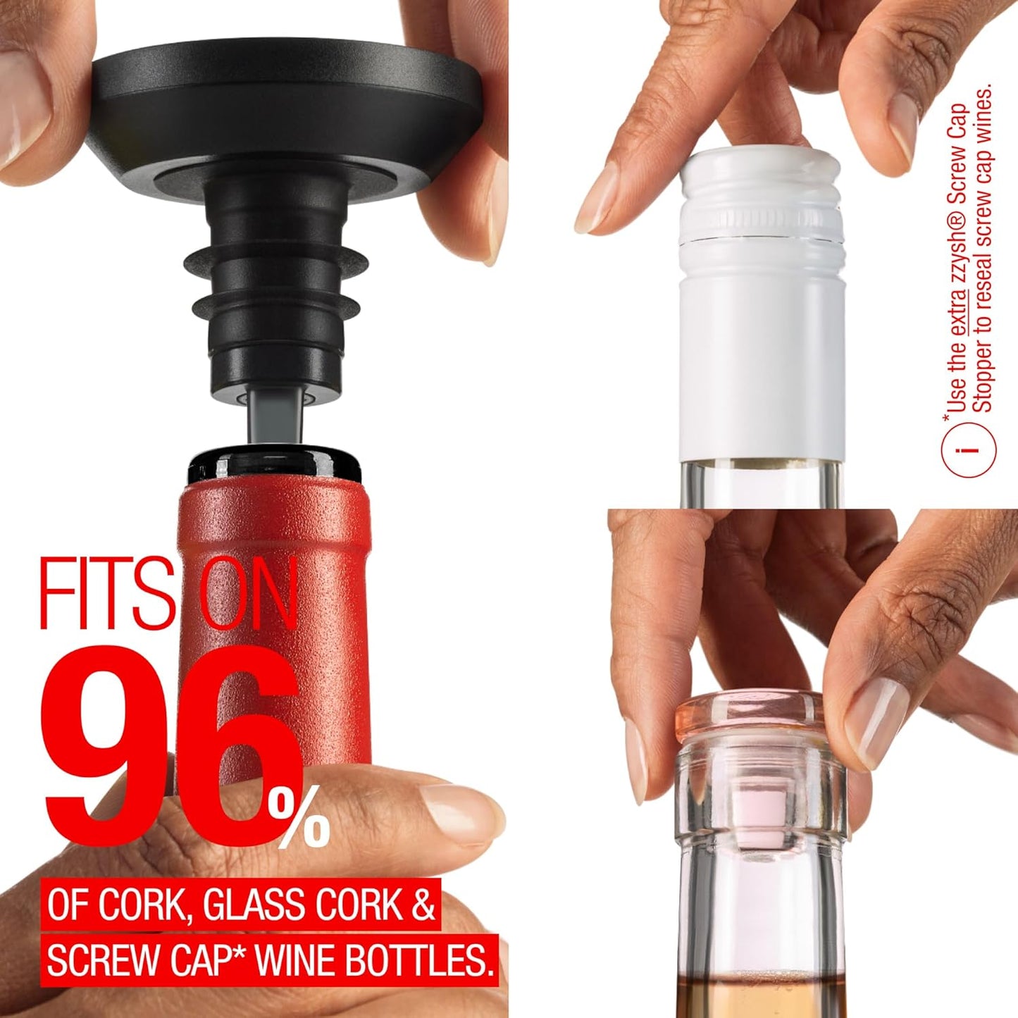 zzysh® 3 in 1 Wine Saver, Stopper & Argon Gas Wine Preserver Up to 8 Weeks - Wine Preservation System with Argon Gas Cartridges For Wine - Most Inspired Wine Set Gifts for Women, Men Wine Lovers