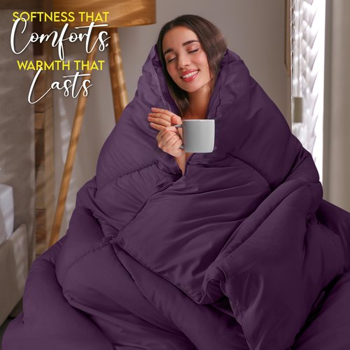 Utopia Bedding Comforter Duvet Insert, Quilted Comforter with Corner Tabs, Box Stitched Down Alternative Comforters King Size (Plum)