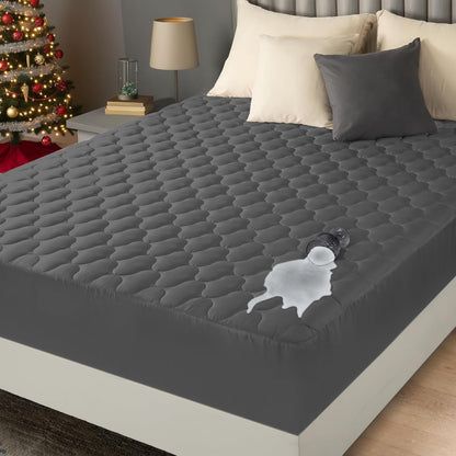 Utopia Bedding Waterproof Mattress Protector - Noiseless Quilted Twin Pad | Deep Pocket Fits Up to 16 Inches (Grey)
