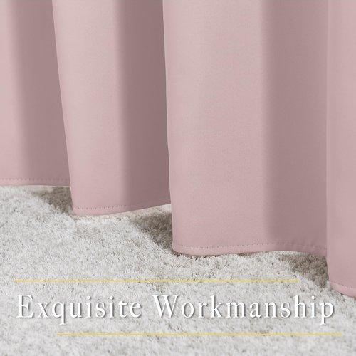 NICETOWN Light Block Window Curtains 84" Length - Home Fashion Thermal Insulated Solid Grommet Room Darkening Window Treatments for Hall Room, Blush Pink, 1 Pair, 52" Wide by 84" Long