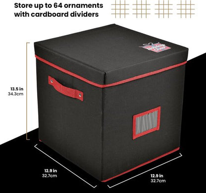 Holiday Cheer Christmas Ornament Storage - Premium Container with 4 Trays for 64 Ornaments | Tear-Proof Fabric