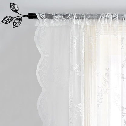 NICETOWN Lace Sheer Curtains 84 Inches Long for Bedroom, Shabby Chic Rose Flora Semi White Sheer Curtains for Living Room French Door, 1 Pair, Rod Pocket, 52 x 84 Inch, Ivory White