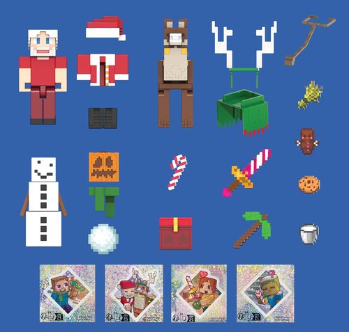 Mattel Minecraft Advent Calendar - 3 Action Figures, 17 Accessories & 24 Daily Surprises | Holiday Fun