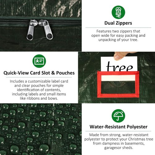 FUCDTEFC Christmas Tree Storage Bag - Heavy Duty 7.5 Ft Waterproof Container with Reinforced Handles & Dual Zippers | Green