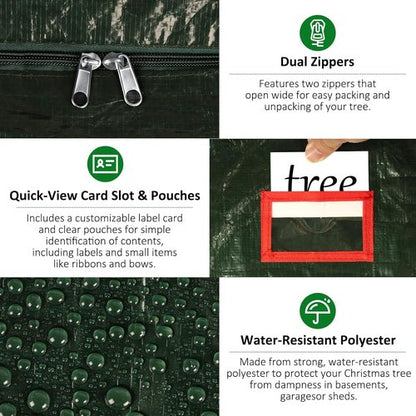 FUCDTEFC Christmas Tree Storage Bag - Heavy Duty 7.5 Ft Waterproof Container with Reinforced Handles & Dual Zippers | Green