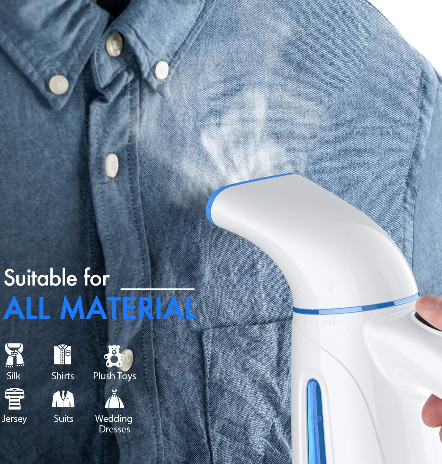 OGHom Handheld Clothing Steamer - 700W Portable Travel Iron with 240ml Capacity (Blue)