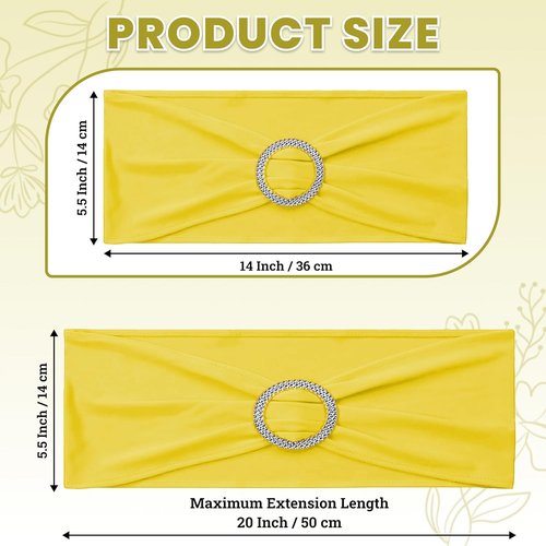 MDS Spandex Chair Sashes - Universal Fit Elastic Stretch Bands with Slider Bow | Pack of 250 - Yellow