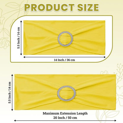 MDS Spandex Chair Sashes - Universal Fit Elastic Stretch Bands with Buckle Slider Bow | 150 Pack - Yellow