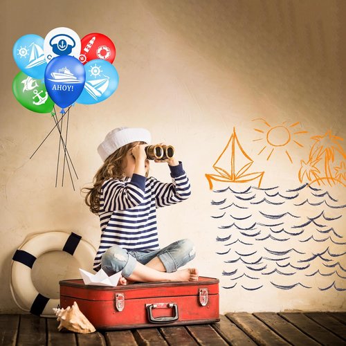 CupaPlay 50PCS Nautical Latex Balloons - Perfect for Coastal Beach & Birthday Party Decor
