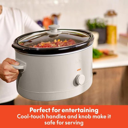 Bella 6.0 Qt Manual Slow Cooker - Ceramic Nonstick, 3 Temperature Settings, Dishwasher Safe, Oatmilk