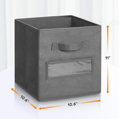 Artsdi 11-Inch Storage Cube Bins - Foldable Fabric Organizers with Labels & Pen | Gray (Set of 10)