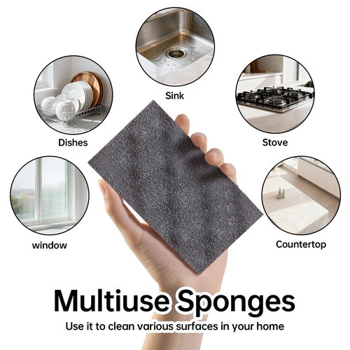 JOYMOOP Textured Clean Sponges, Dual-Sided Non-Scratch Soft Scrub Dish Sponge, Safe for Non-Stick Cookware, Kitchen and Household Cleaning, 36 Pack [Grey & White]