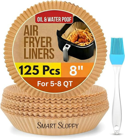 Air Fryer Liners - Disposable Parchment Paper Inserts for 8" Round Baskets | 125 Count
