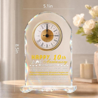 10th Anniversary Crystal Clock Gift for Wife, Husband, or Couple - Variation: 10th Wedding Anniversary