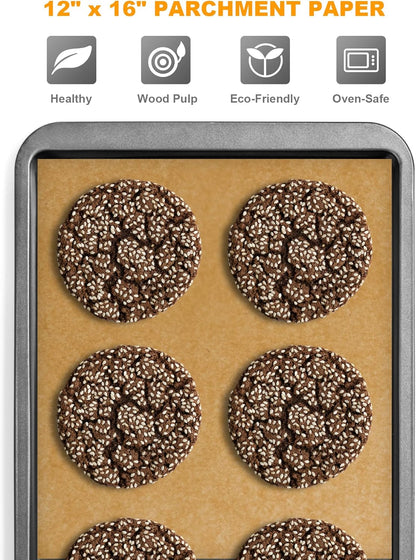 SMARTAKE Unbleached Parchment Paper Bundle - 200 Pcs, 12x16 Inches & 8-Inch Round Pre-Cut Non-Stick