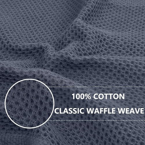 Homaxy 100% Cotton Waffle Weave Kitchen Towels - Ultra Soft & Absorbent, 3-Pack, Dark Grey, 13 x 28 Inches