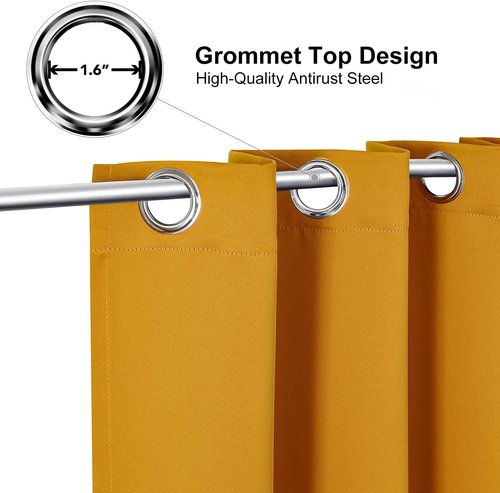 ChrisDowa Blackout Curtains - Thermal Insulated Room Darkening Panels, Mustard Yellow, 52 x 80 Inches (Set of 2)