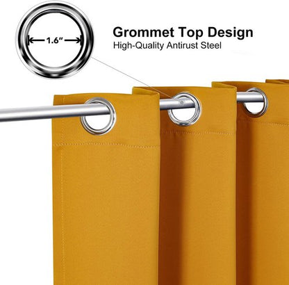 ChrisDowa Blackout Curtains - Thermal Insulated Room Darkening Panels, Mustard Yellow, 52 x 80 Inches (Set of 2)