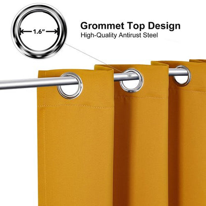 ChrisDowa Grommet Room Darkening Curtains for Bedroom and Living Room - 2 Panels Set Thermal Insulated Blackout Curtains (Mustard Yellow, 52W x 45L)